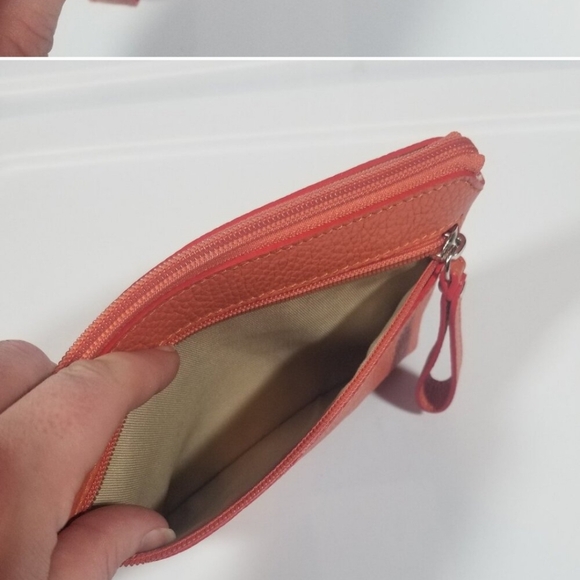 Valentina Genuine Leather Spiced Orange Wristslet - Made In Italy EUC - Picture 8 of 9